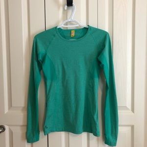 Lolë Green Long-Sleeve Workout Top with Mesh and Thumbholes, XS